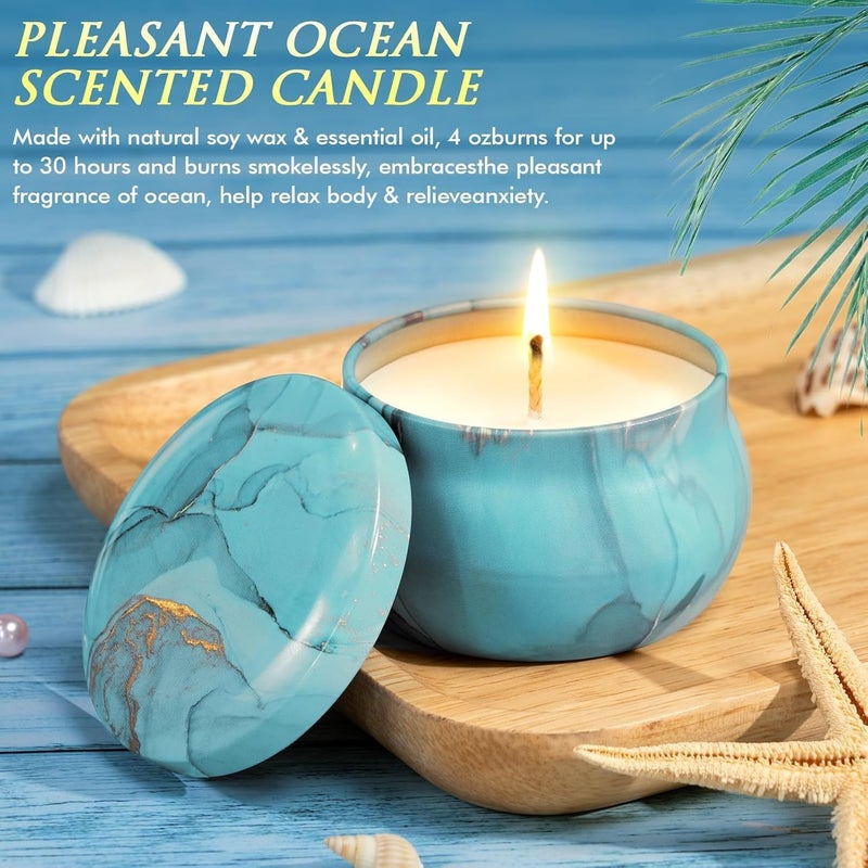 Qinline Birthday Gifts for Women Self Care Get Well Soon Gifts, Ocean Relaxing Spa Kit Bath Gift Basket Care Package w/ Flannel Blanket 40 OZ Tumbler, Valentines Day Gift for Her Wife Mom Girlfriend Sister - Image 5